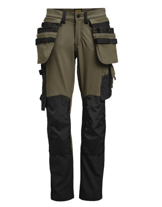 Womens Craftsman Trousers Stretch - Olive Green/Black