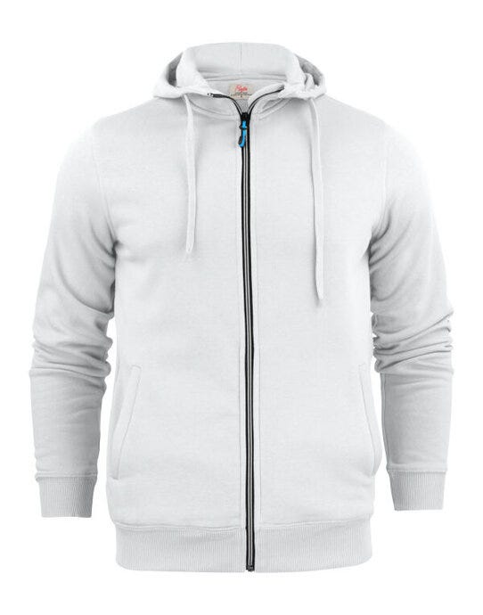 Printer Mens Overhead Full Zip Hoodie - White