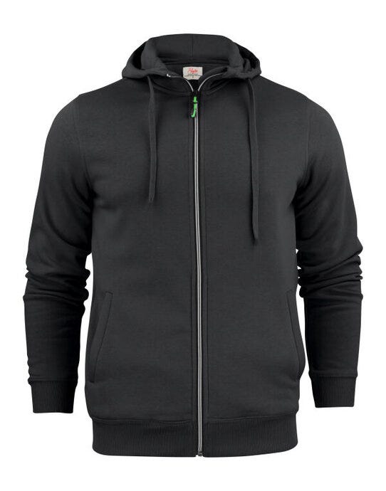 Printer Mens Overhead Full Zip Hoodie - Black