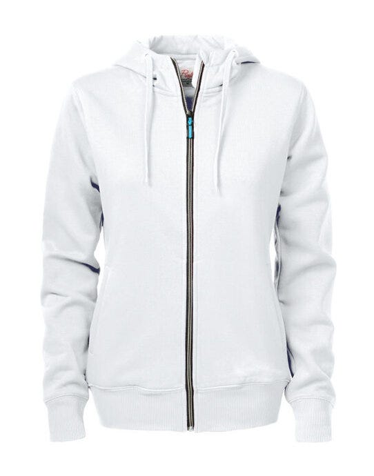 Printer Ladies Overhead Full Zip Hoody - White
