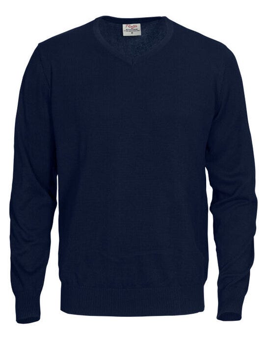 Printer Forehand Knitted V Neck Sweater - Navy