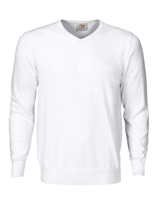 Printer Forehand Knitted V Neck Sweater - White