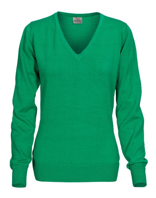Printer Ladies Forehand Knitted V Neck - Fresh Green