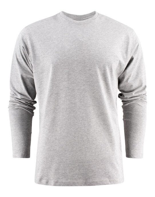 Printer Heavy Long Sleeve T-Shirt - Grey Melange