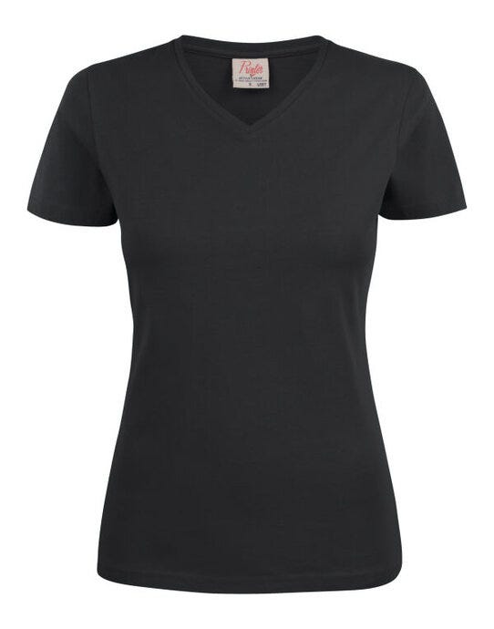 Printer Ladies Heavy V T-Shirt - Black
