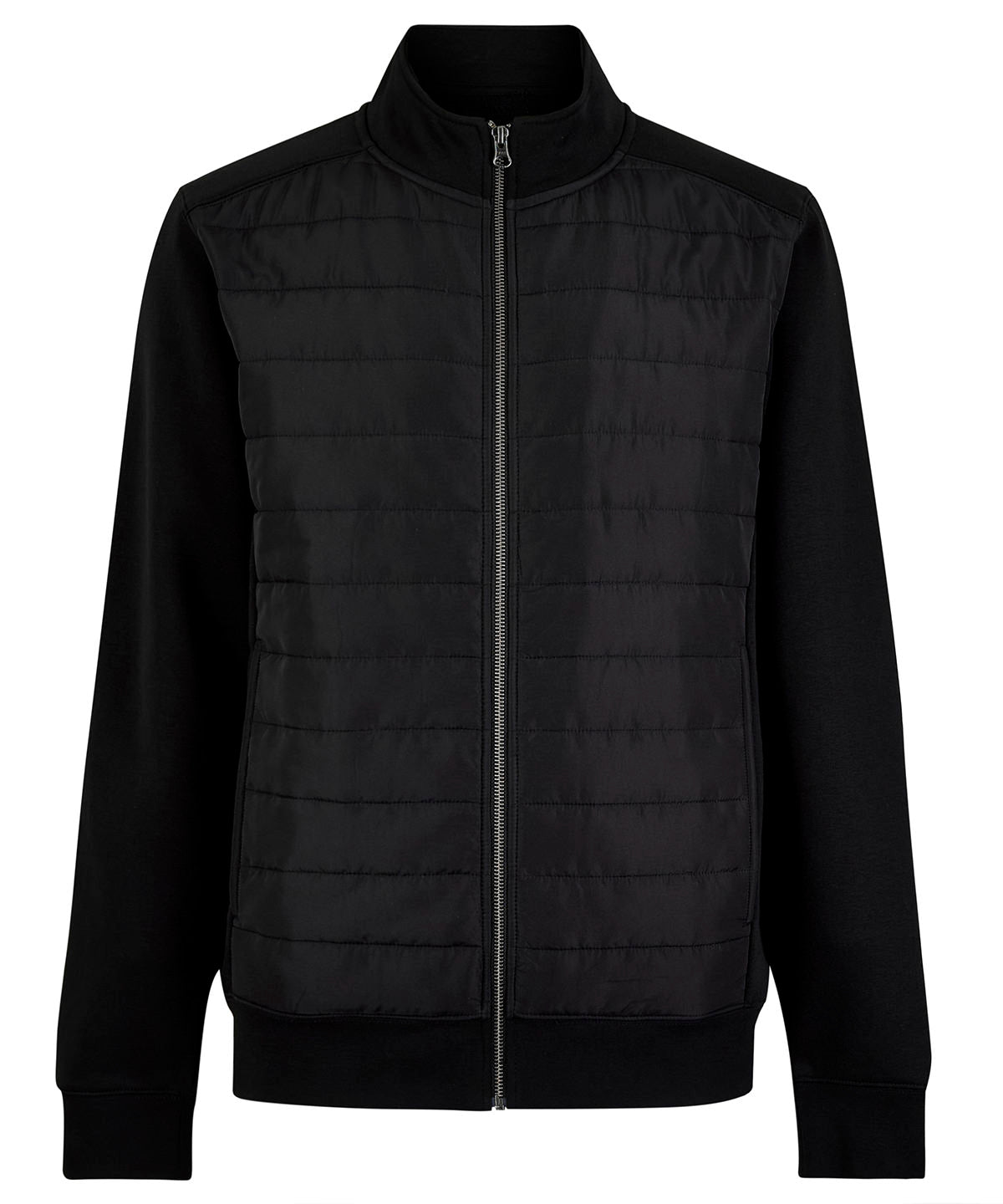 Regular fit quilted full-zip sweatshirt - Black