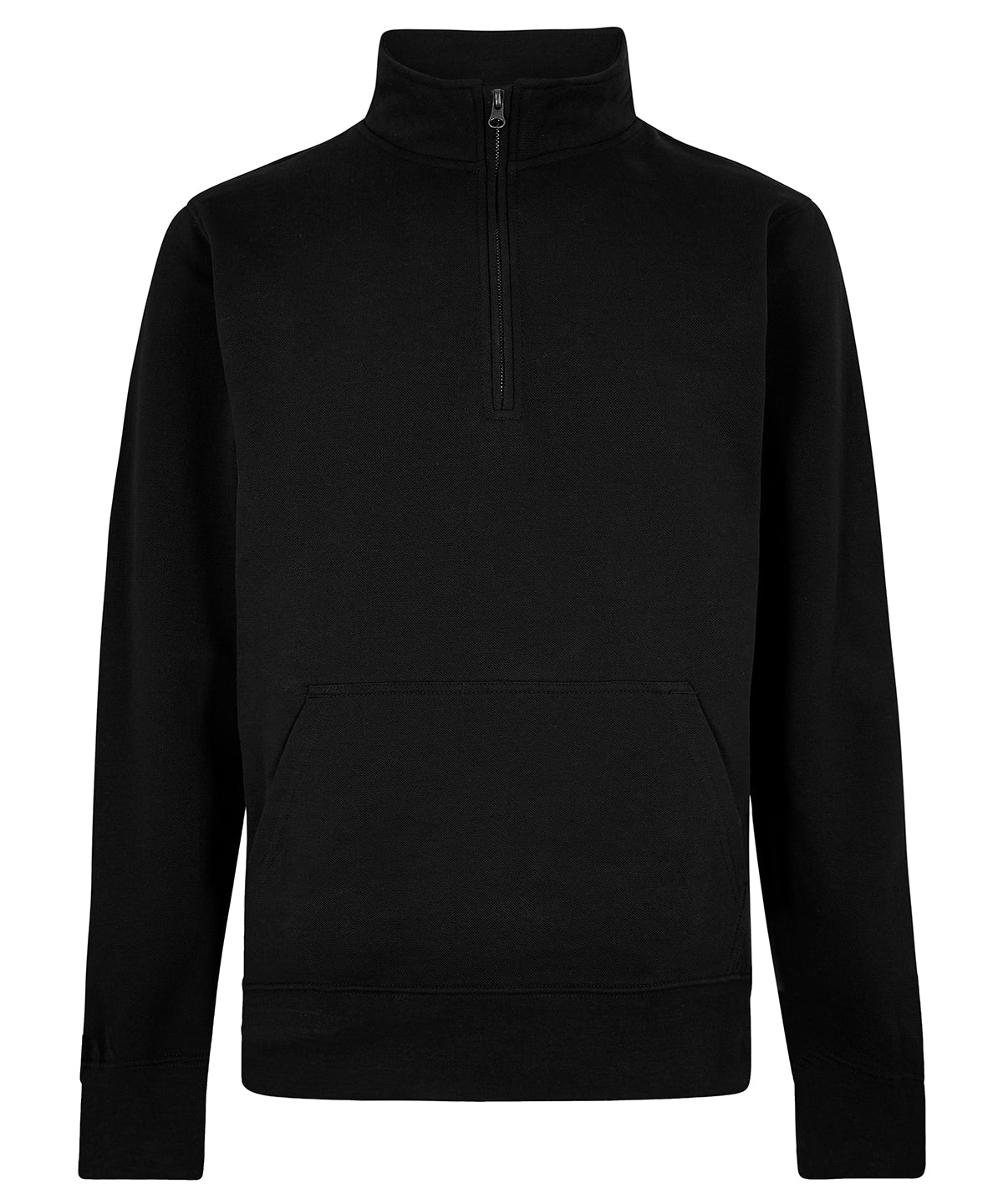 Regular fit 1/4-zip piqué sweatshirt - Black