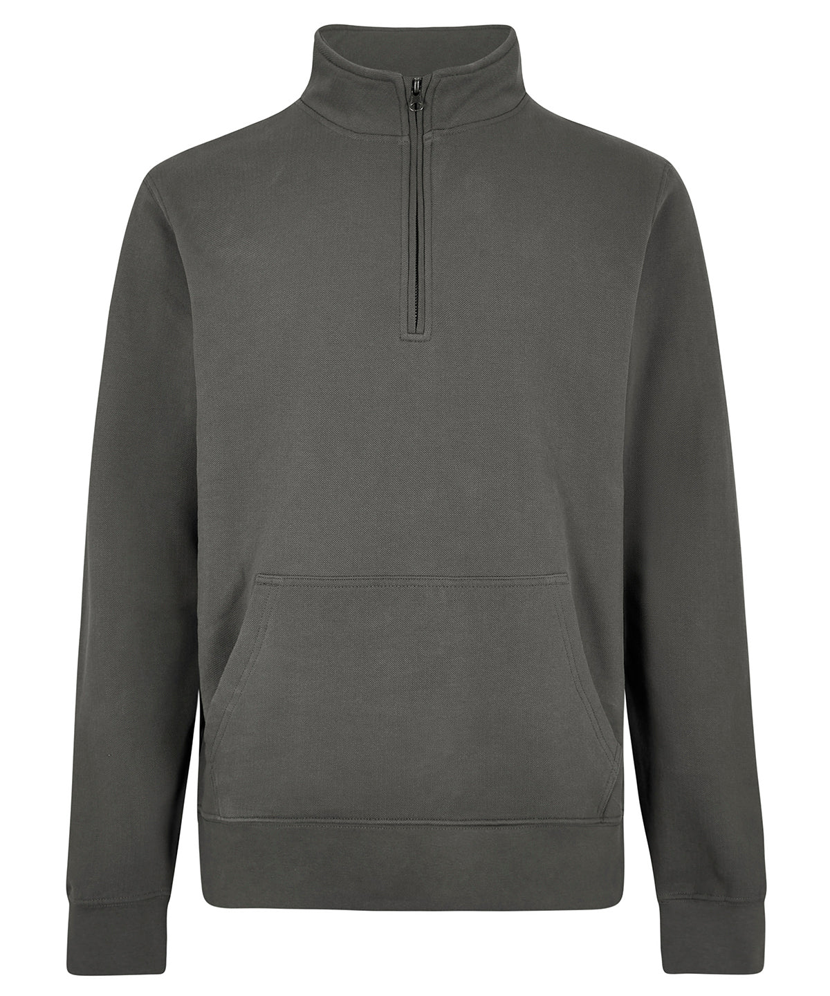 Regular fit 1/4-zip piqué sweatshirt - Dark Grey