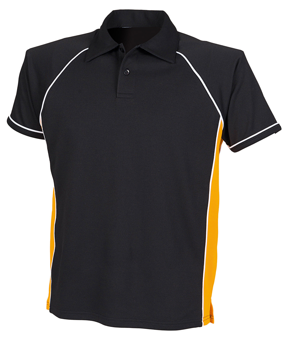 Piped performance polo - Black/Amber/White