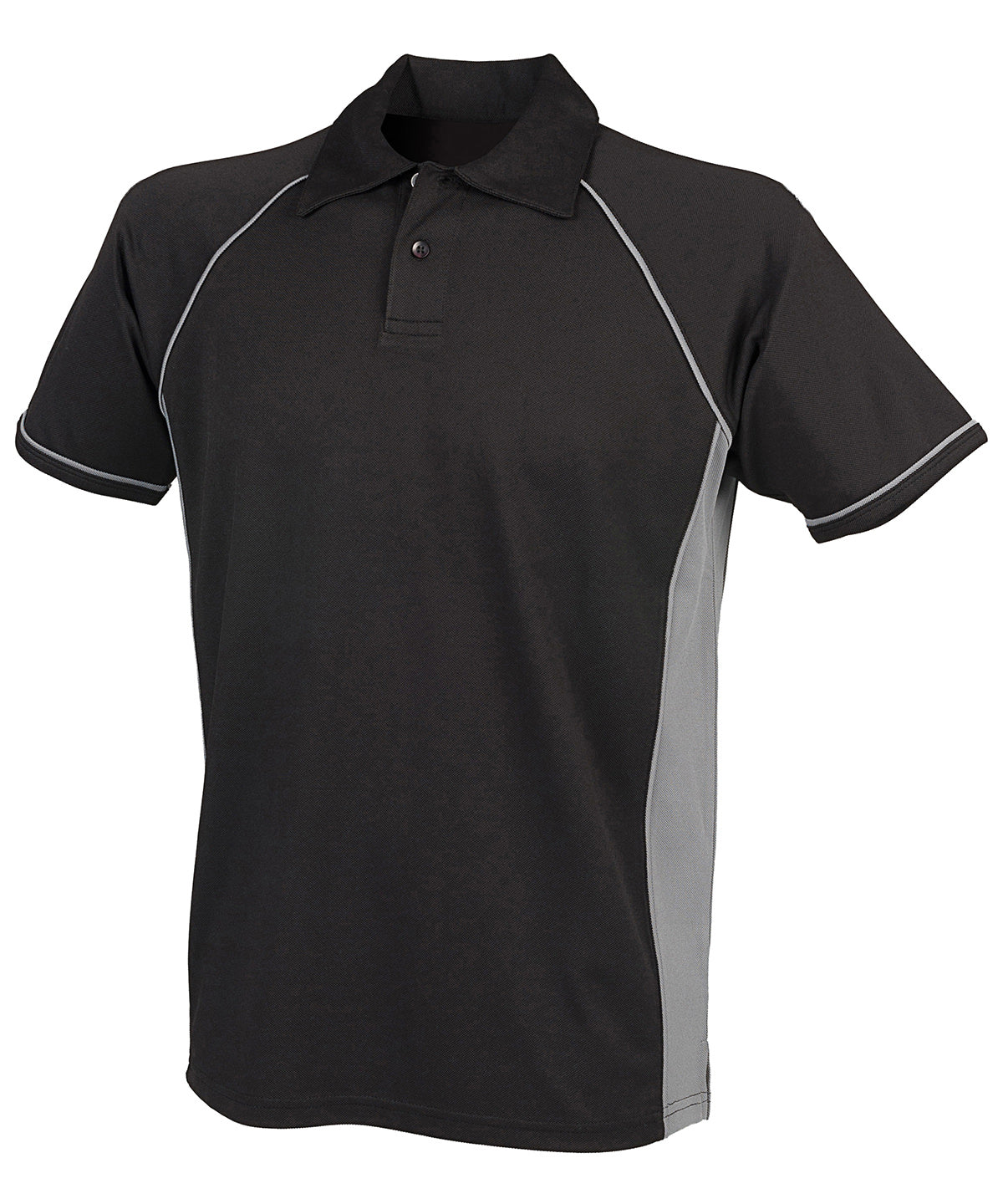 Piped performance polo - Black/Gunmetal Grey†