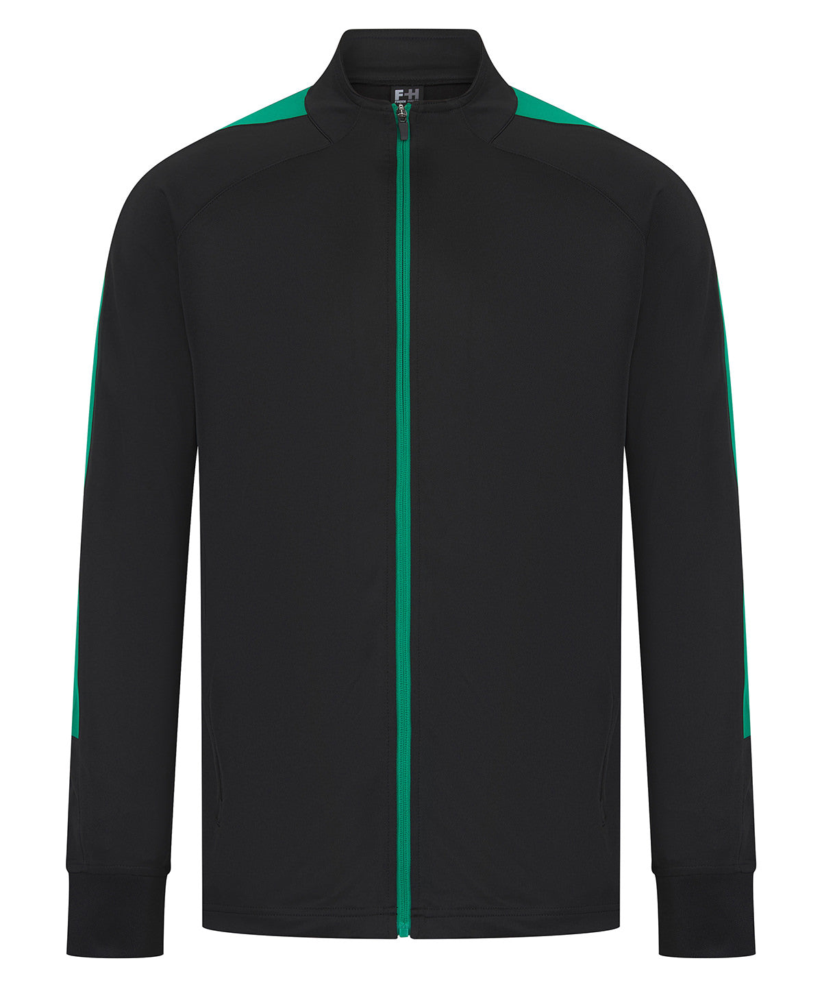 Knitted tracksuit top - Black/Emerald*