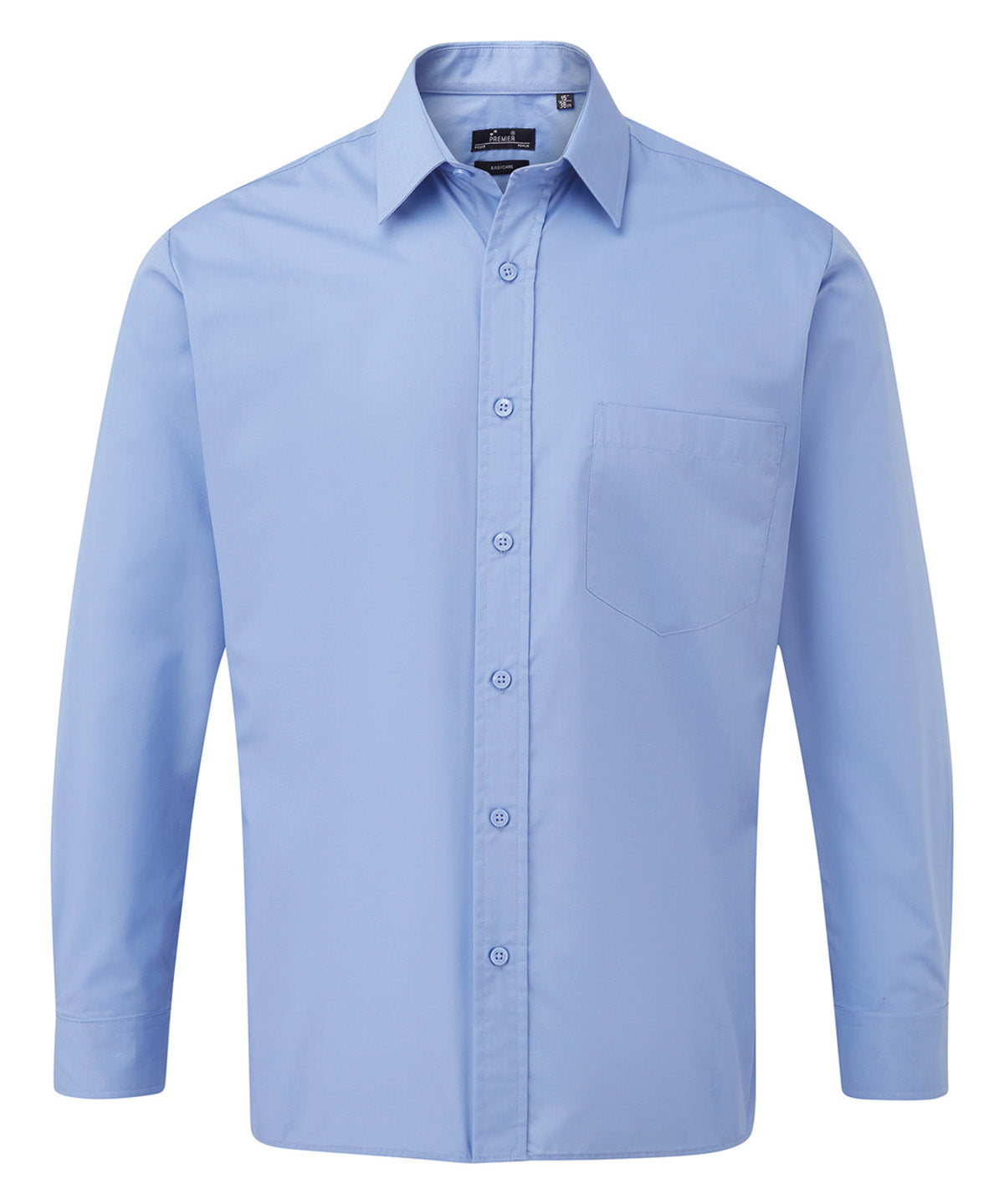 Long sleeve poplin shirt - Mid Blue*