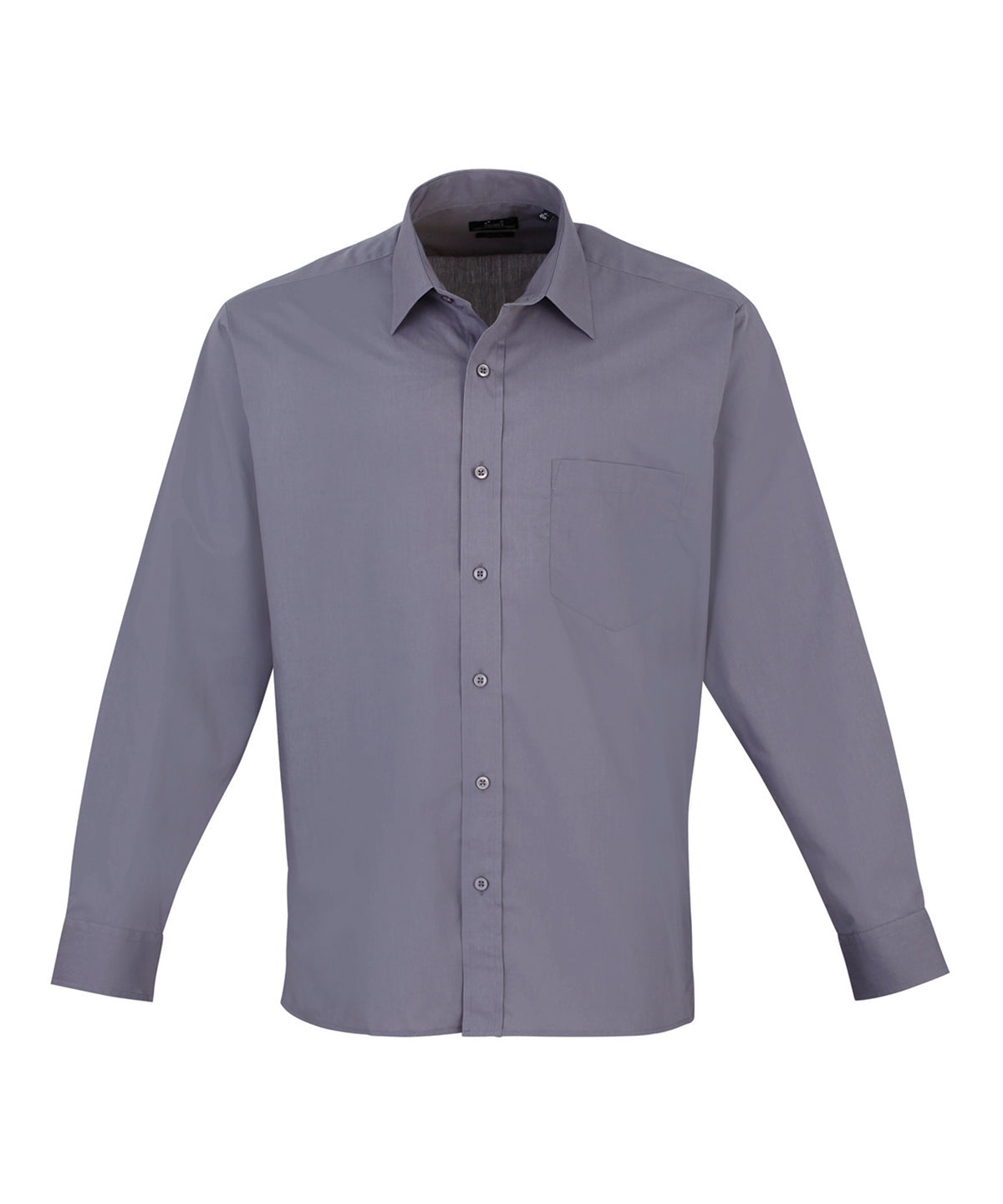Long sleeve poplin shirt - Steel*
