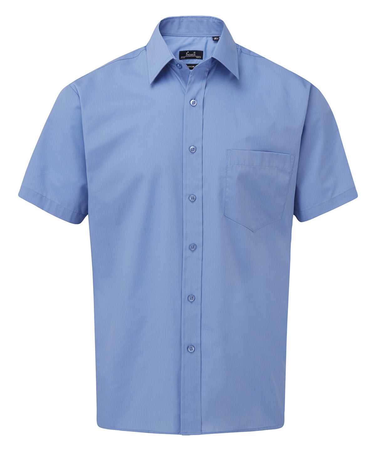 Short sleeve poplin shirt - Mid Blue*