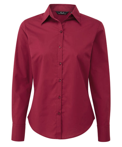 Women's poplin long sleeve blouse - Burgundy*
