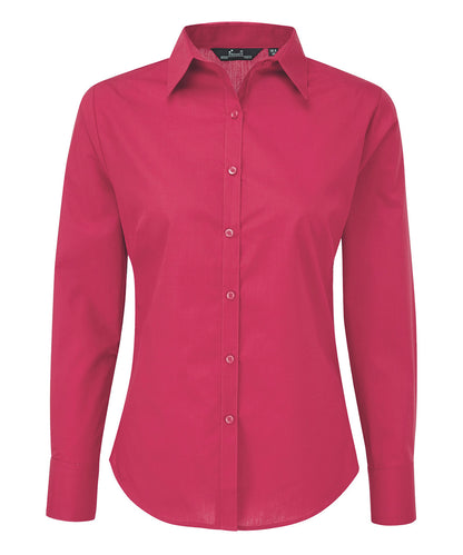 Women's poplin long sleeve blouse - Hot Pink