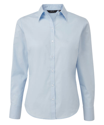 Women's poplin long sleeve blouse - Light Blue*