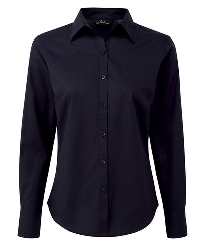 Women's poplin long sleeve blouse - Navy*