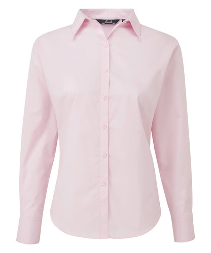 Women's poplin long sleeve blouse - Pink