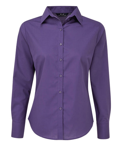 Women's poplin long sleeve blouse - Purple*