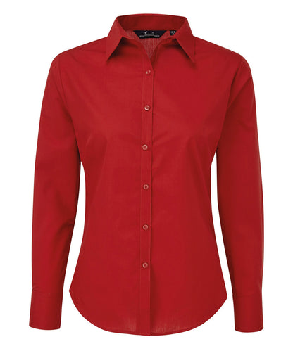 Women's poplin long sleeve blouse - Red*