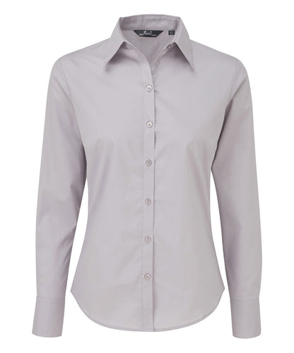 Women's poplin long sleeve blouse - Silver*