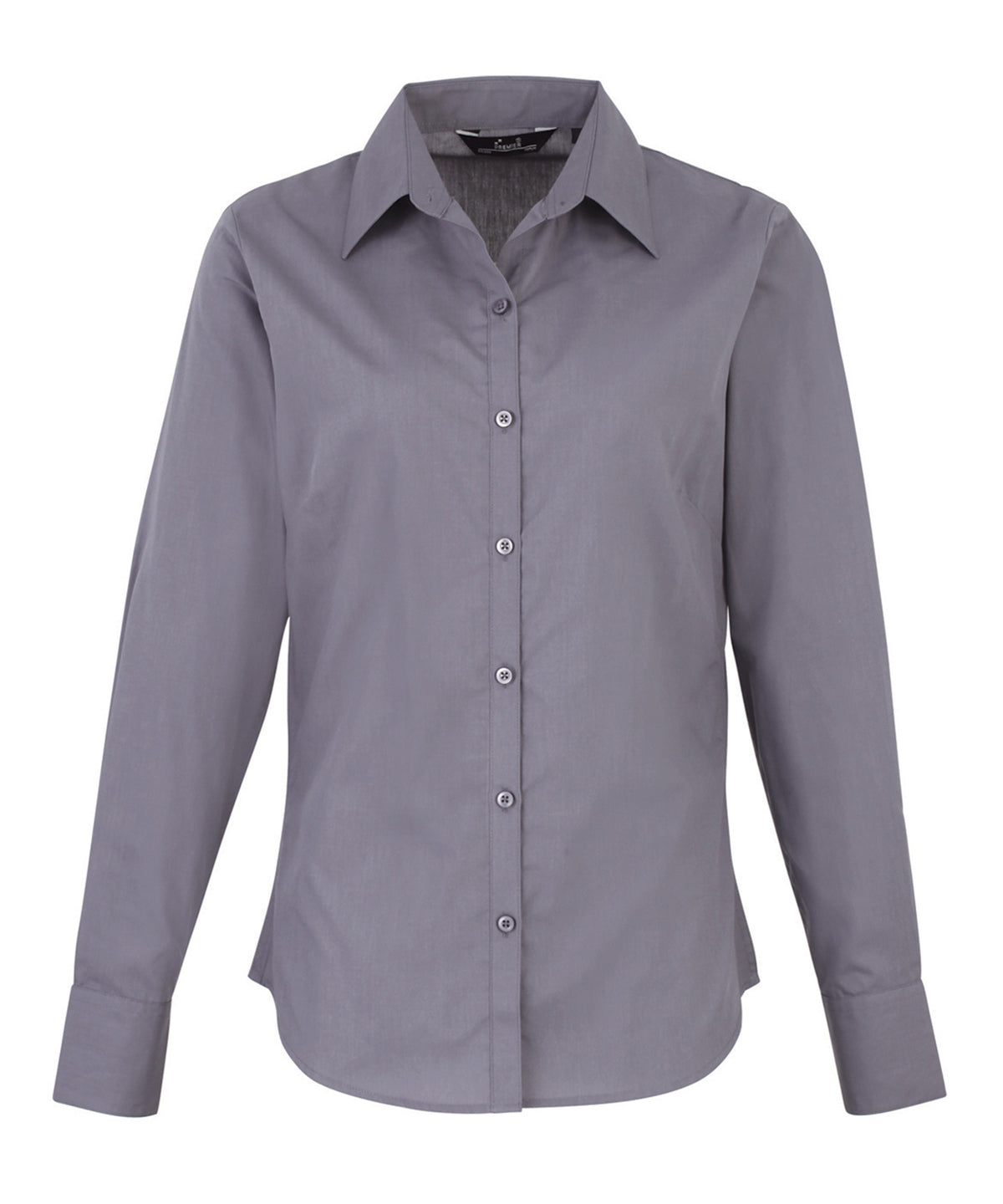 Women's poplin long sleeve blouse - Steel*