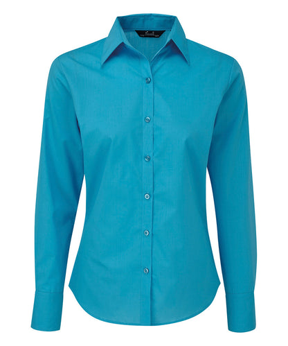 Women's poplin long sleeve blouse - Turquoise*
