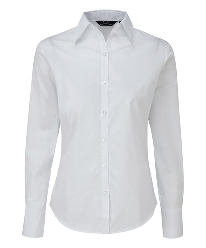 Women's poplin long sleeve blouse - White*