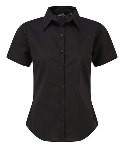 Women's short sleeve poplin blouse - Black*