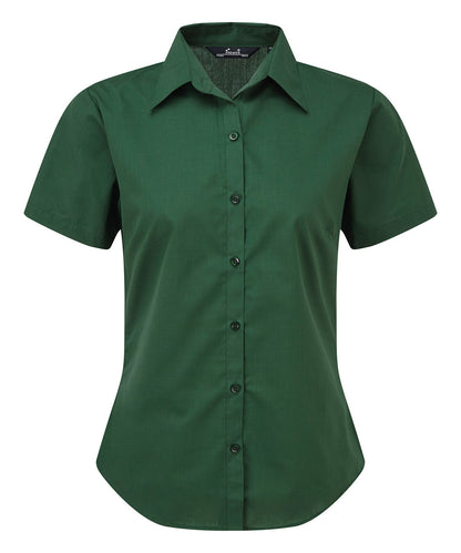 Women's short sleeve poplin blouse - Bottle