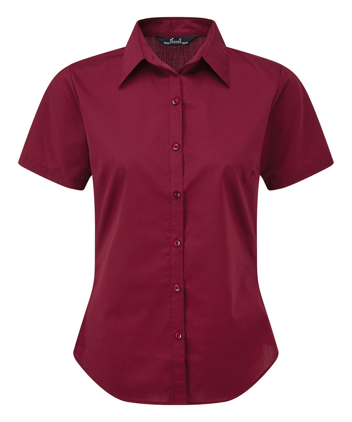 Women's short sleeve poplin blouse - Burgundy*