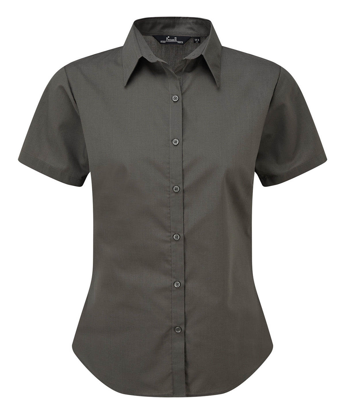 Women's short sleeve poplin blouse - Dark Grey*