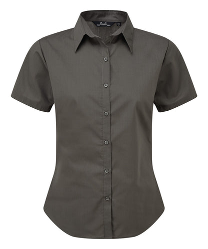 Women's short sleeve poplin blouse - Dark Grey*