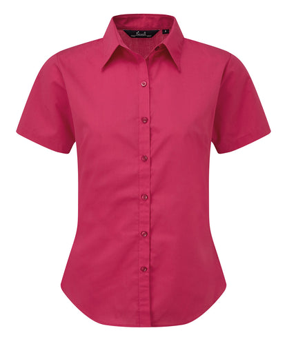 Women's short sleeve poplin blouse - Hot Pink