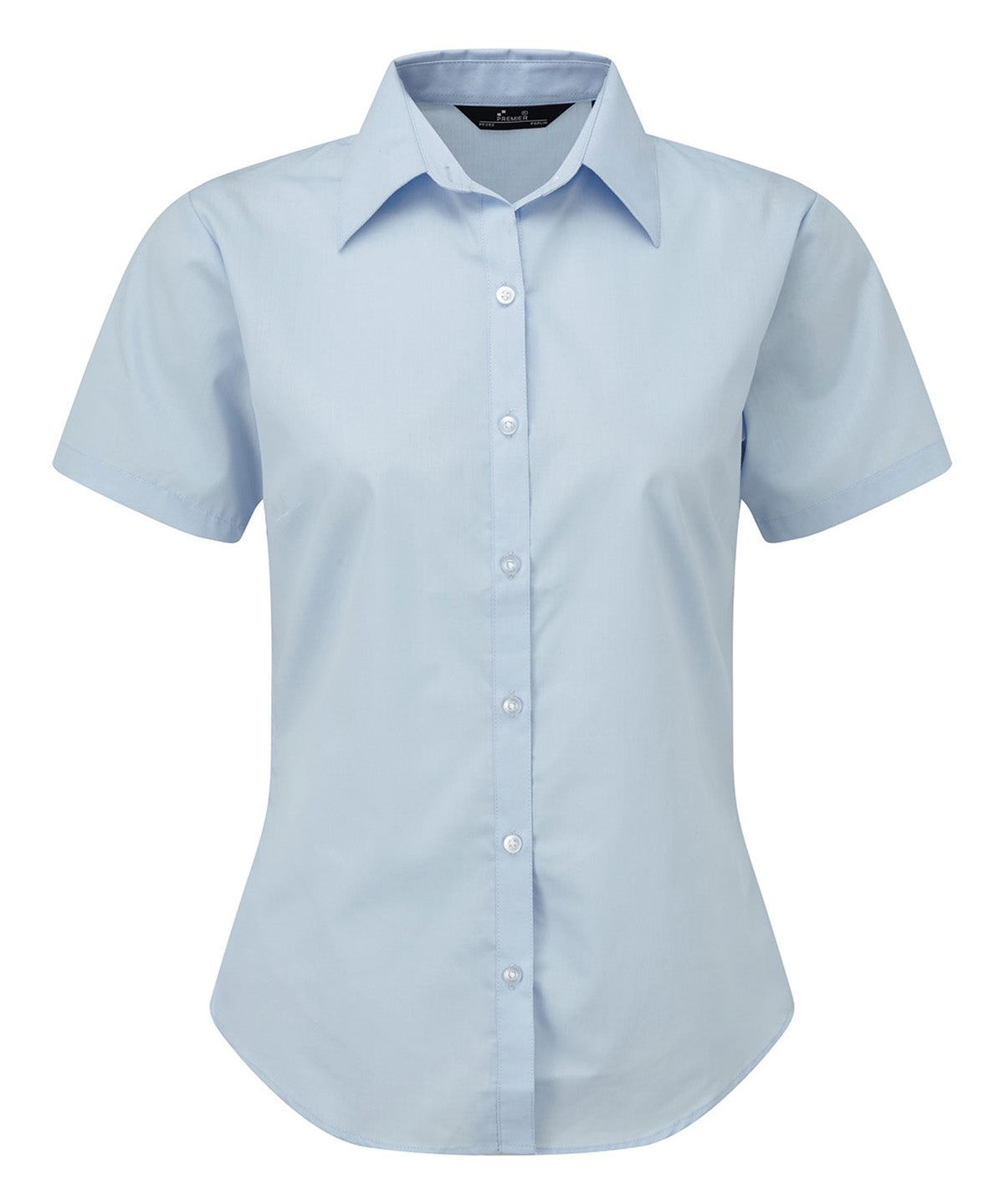 Women's short sleeve poplin blouse - Light Blue*