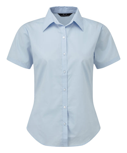 Women's short sleeve poplin blouse - Light Blue*