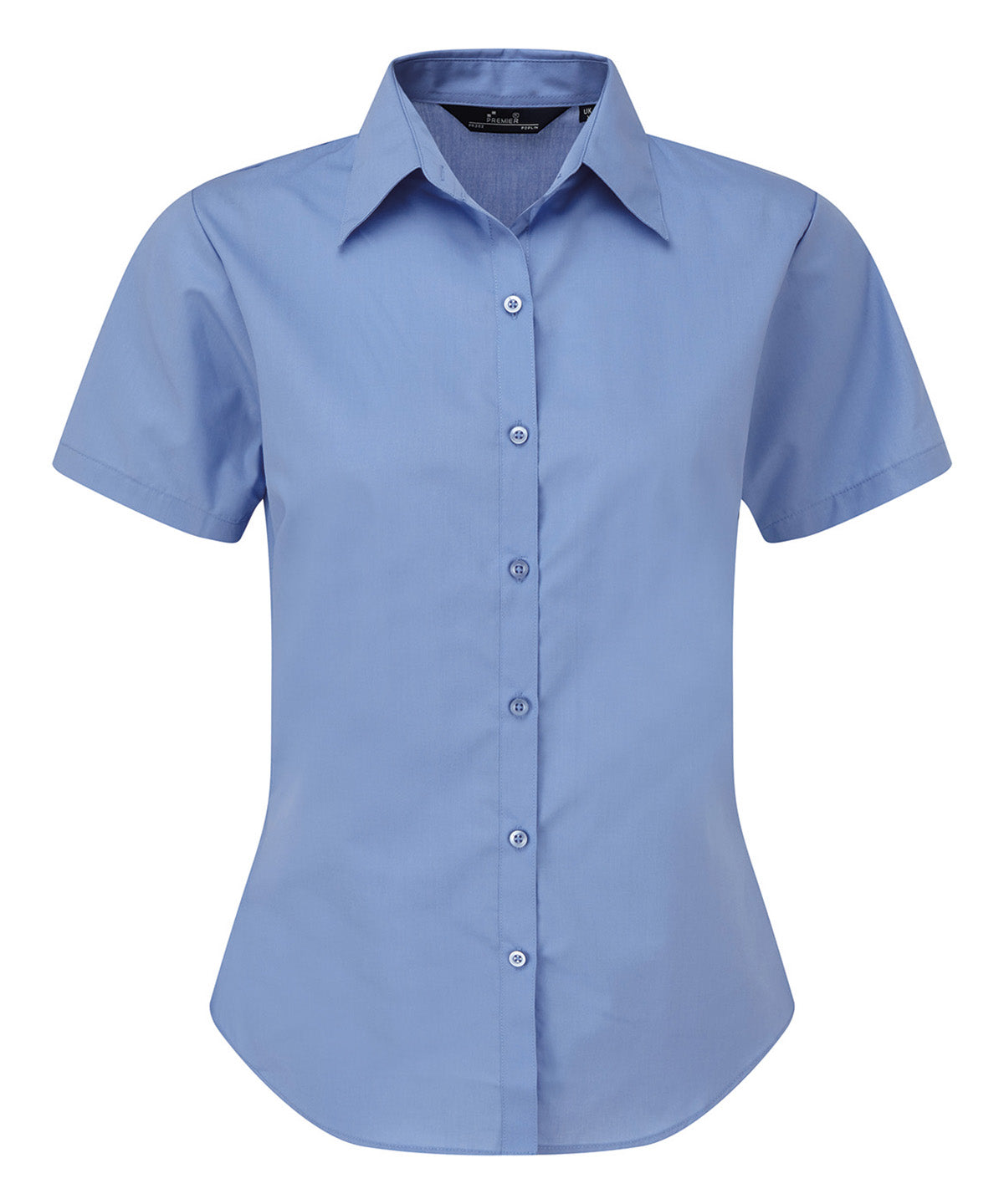Women's short sleeve poplin blouse - Mid Blue*