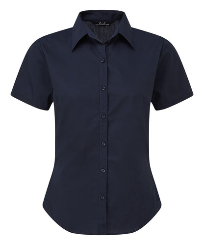 Women's short sleeve poplin blouse - Navy*