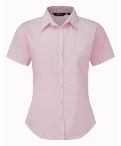 Women's short sleeve poplin blouse - Pink