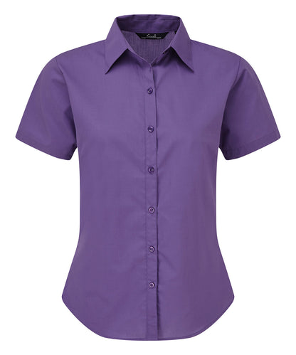 Women's short sleeve poplin blouse - Purple*