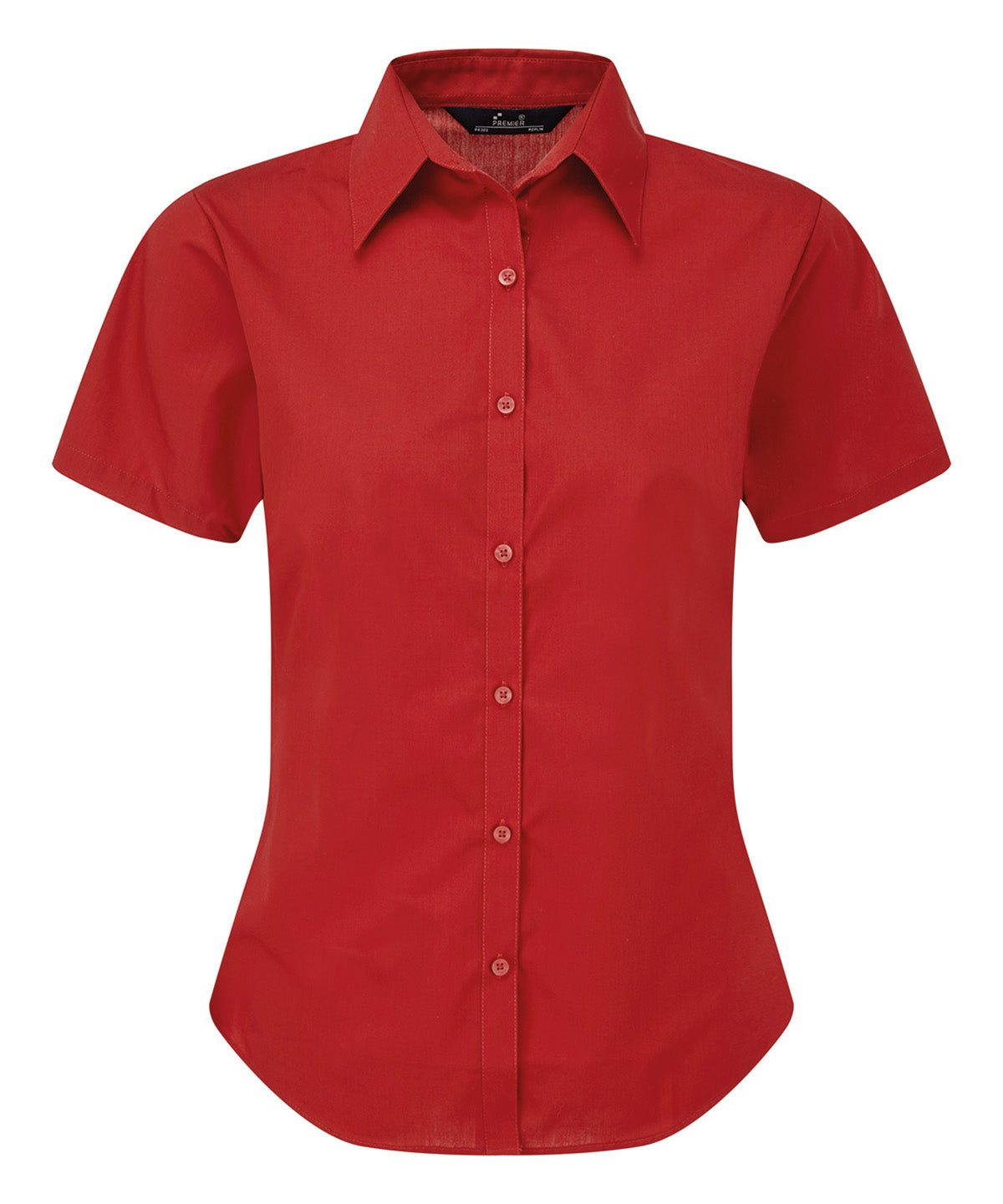 Women's short sleeve poplin blouse - Red*