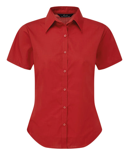Women's short sleeve poplin blouse - Red*