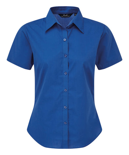 Women's short sleeve poplin blouse - Royal*