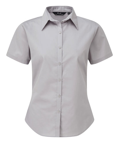 Women's short sleeve poplin blouse - Silver*