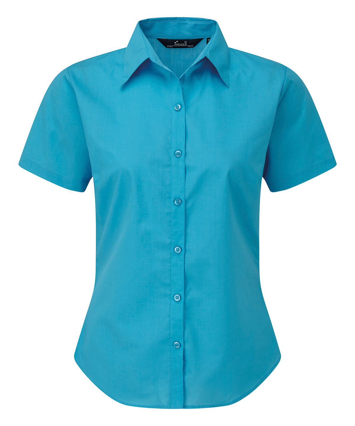 Women's short sleeve poplin blouse - Turquoise*