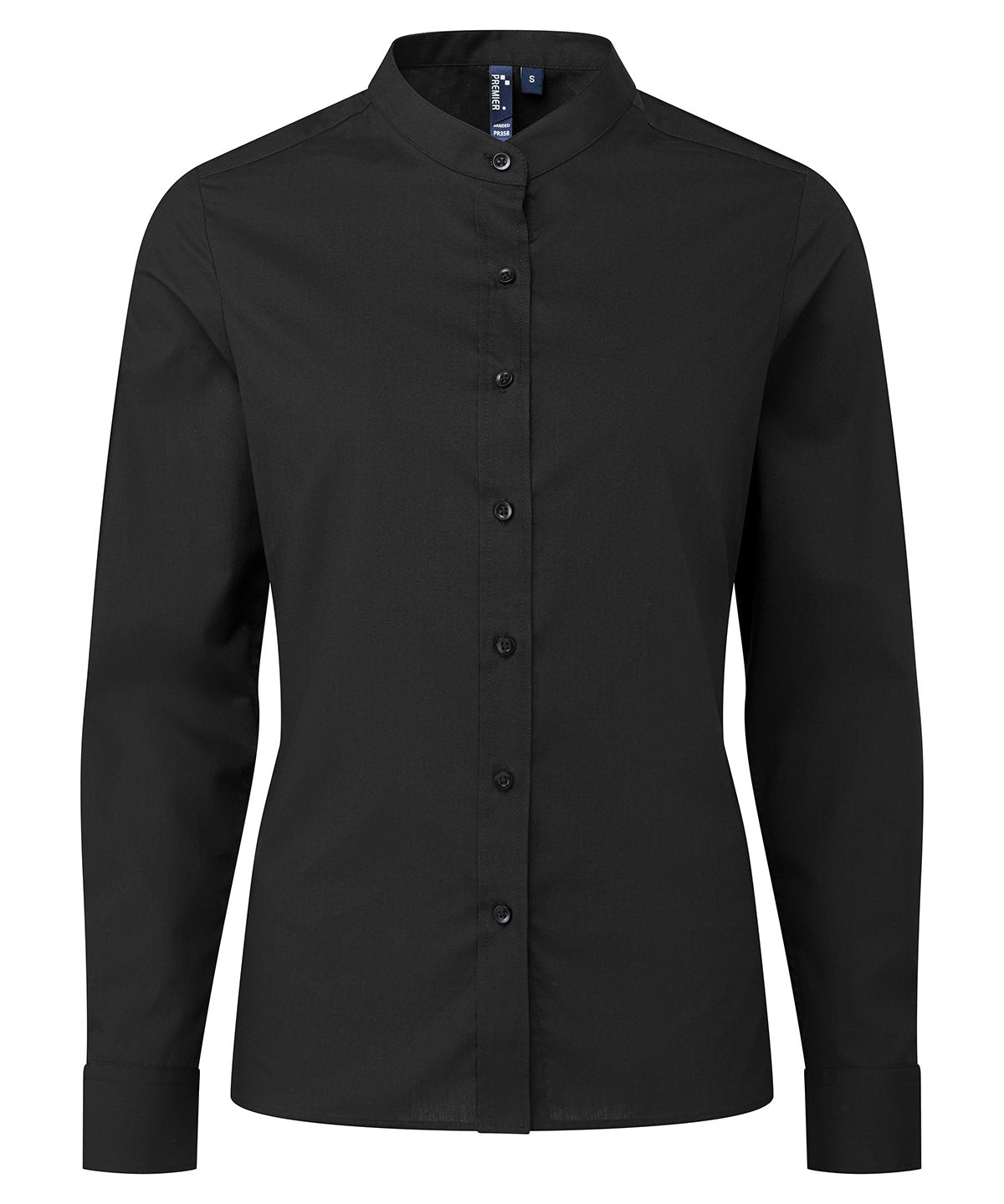 Women's banded collar 'grandad' shirt - Black