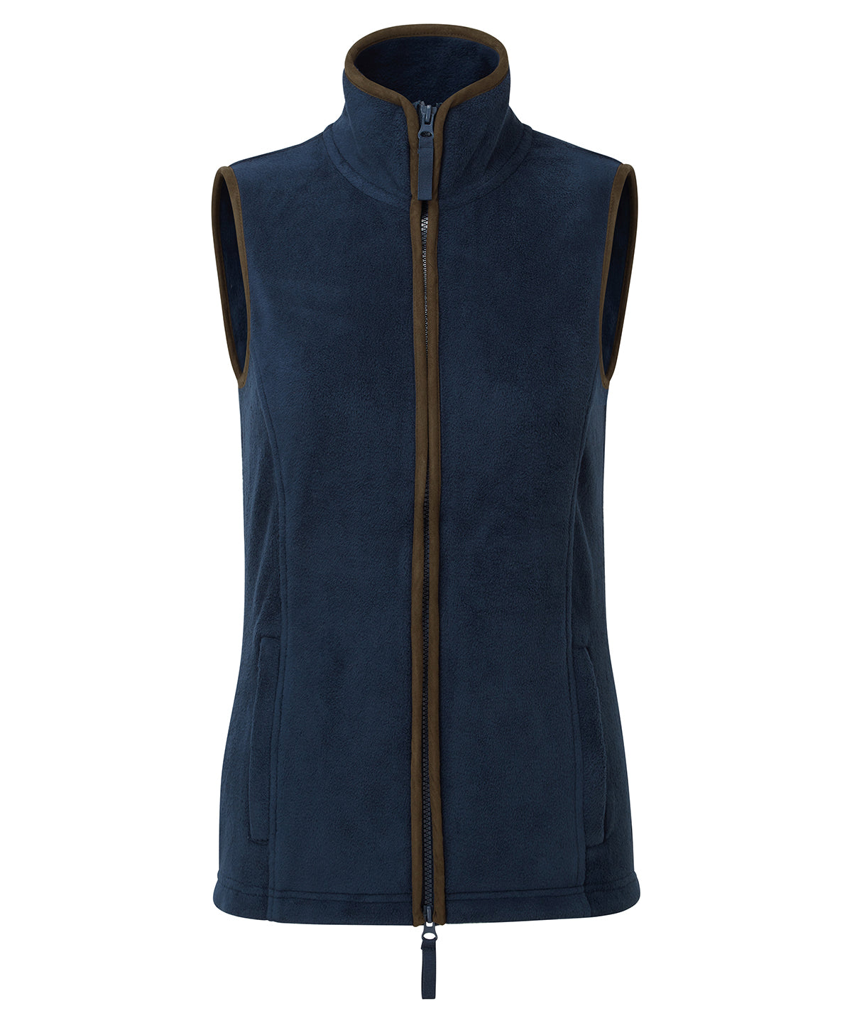 Women’s artisan fleece gilet - Navy/Brown