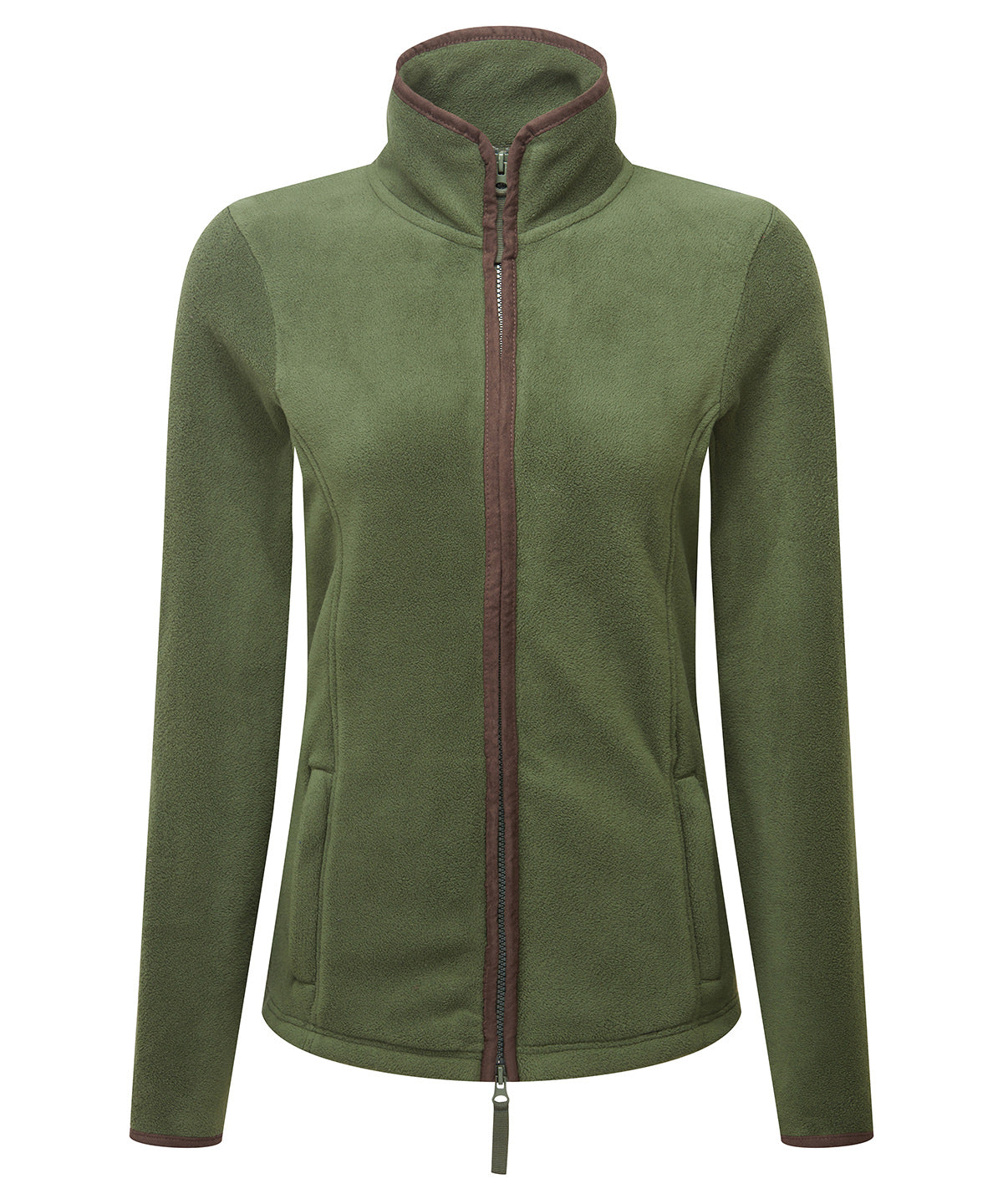 Women’s artisan fleece jacket - Moss Green/Brown