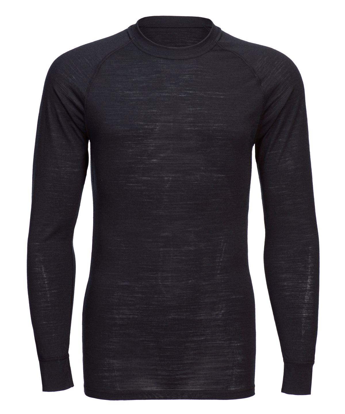Merino wool crew neck long sleeve top - Black